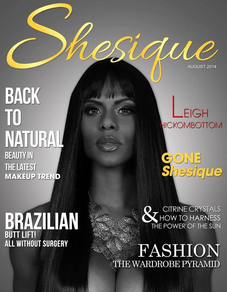 Original, unaltered August 2014 Shesique Magazine debut cover featuring founder and publisher Leigh Hickombottom.